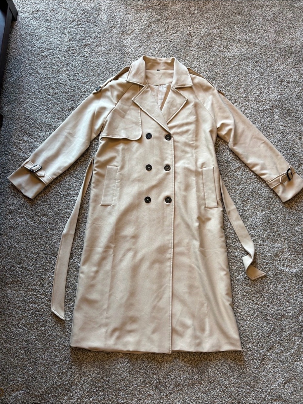 Women's Cream Double-Breasted Trench Coat